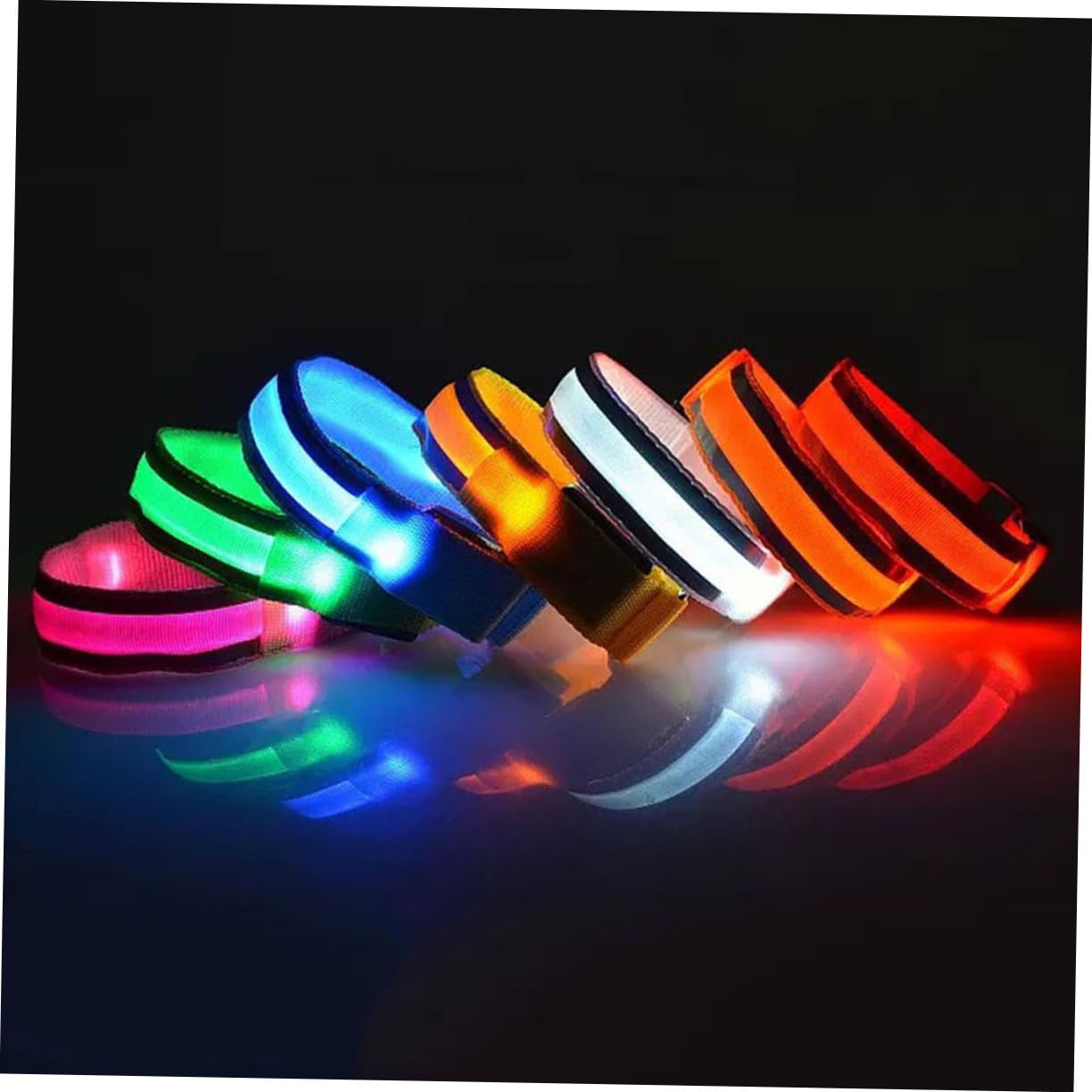 2 Ensembles Bracelet LED Réfléchissant avec Armbands Remplaçables pour Course Randonnée Cyclisme Activités Plein Air Couleurs Aléatoires Couleur 6 Pièces * 2