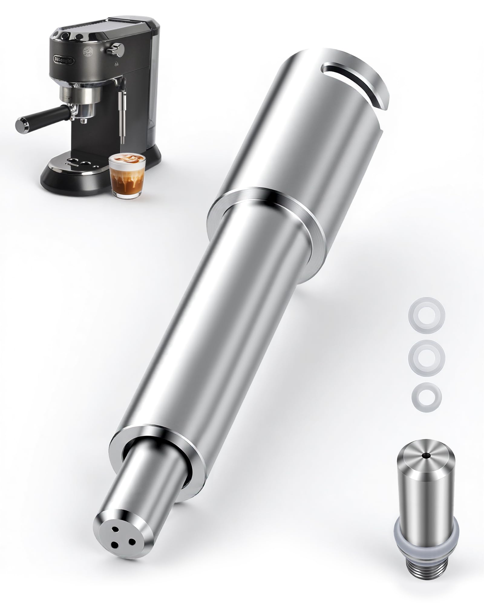 MOWETOO Ugello del Vapore for Coffee Machine - Inossidabile Steam Nozzle per Espresso Machine DeLonghi Dedica EC685 ed EC680, Punta con 1 o 3 Fori
