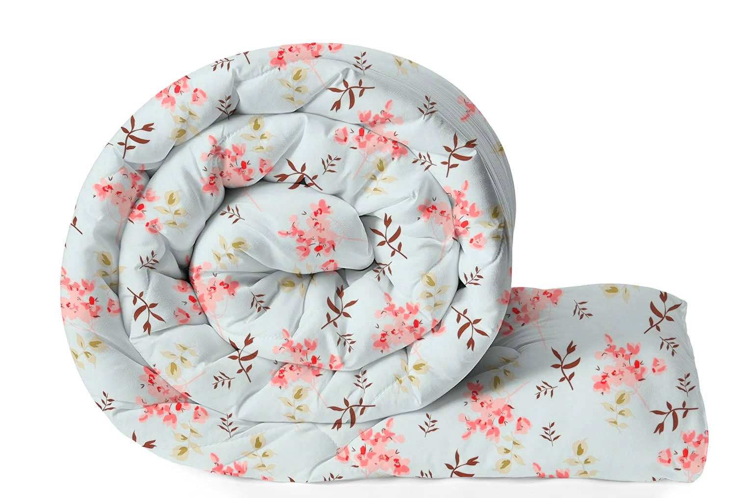 BSB HOME 220 GSM Reversible Microfiber AC Comforter/Duvets for Mild Winter | All Season King Size 3 Layered Quilted Blanket for Double Bed (220 cm x 240 cm, Modren, Floral Aqua and Pink