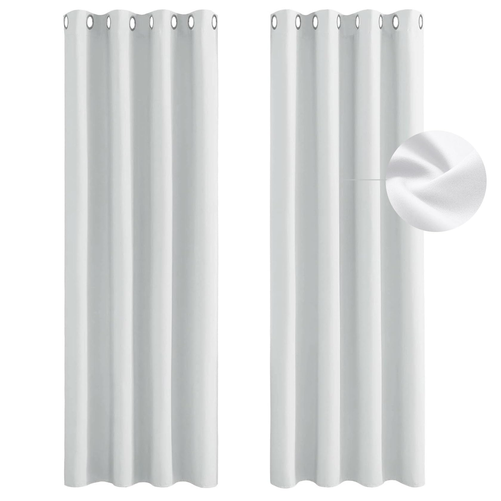 Cortinas Opacas 2 Piezas 140 x 65 cm Aislantes Térmicas con Ojales Cortina Cocina Cortinas Aislantes Térmicas Fácil Instalación para Cuarto Baño, Blanco