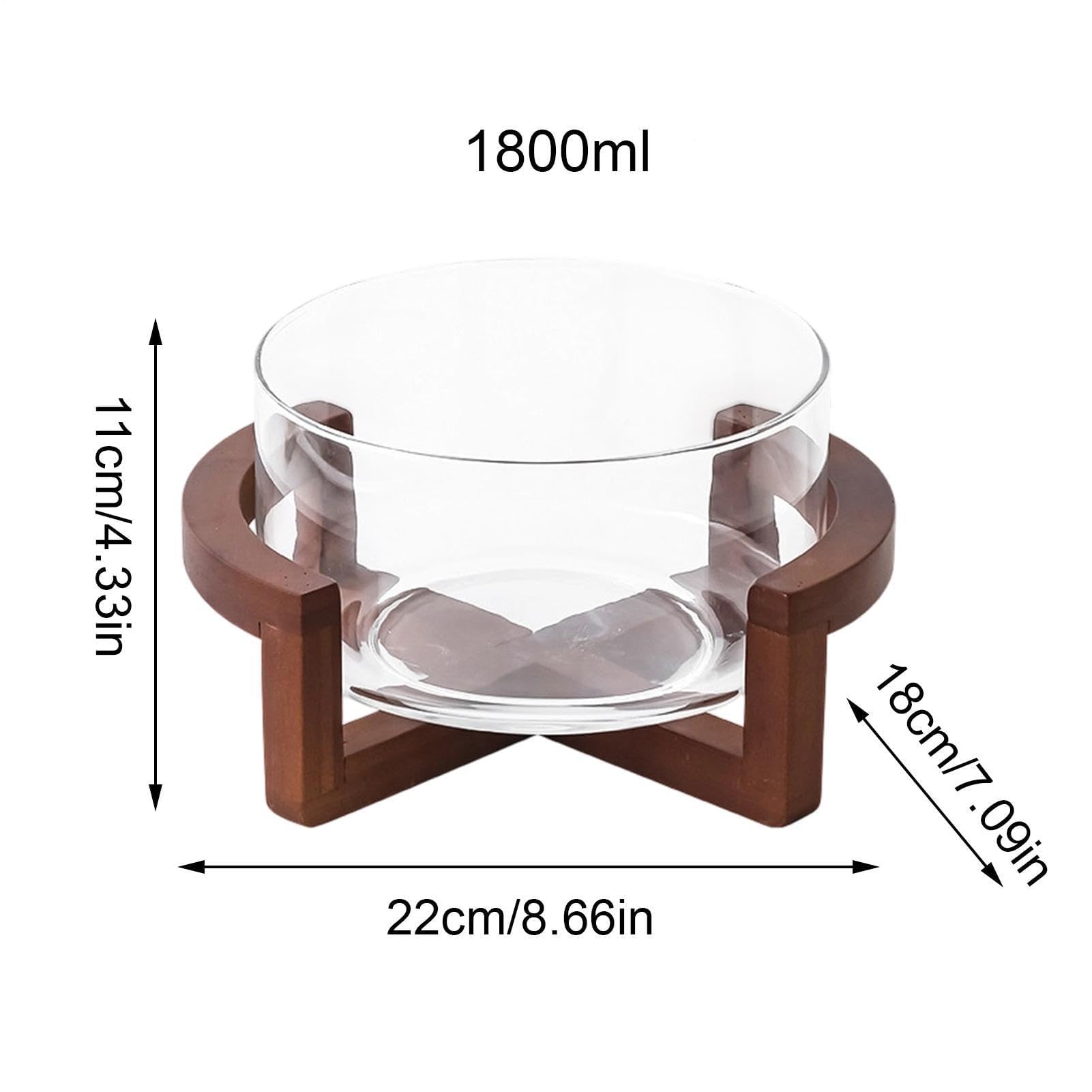 Glass Rührschüssel 1800 ml Große Kapazität, Lebensmittelgeeignet mit | Dekorative Salatschüssel Für Essen, Familienfeiern, Partys, Pasta, Desserts (B)