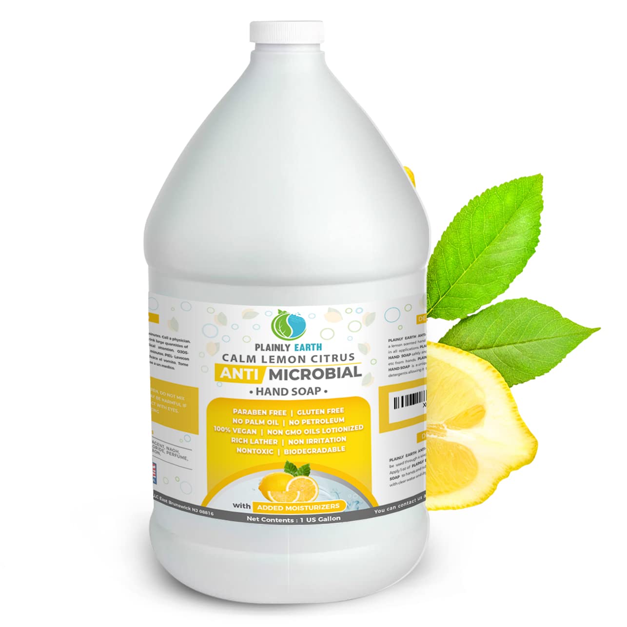 Antimicrobial Liquid Hand Soap (1 US Gallon) - Antibacterial Soap Refill - Hand Soap Refill Bottle - Cruelty Free Moisturizing Soap, Calm Lemon Citrus