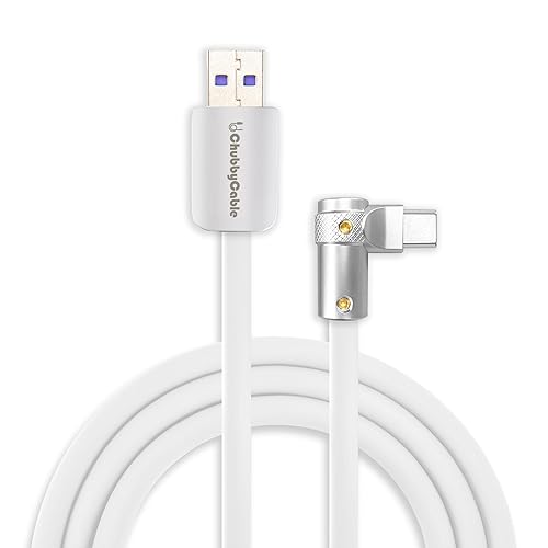 Vista 30 de chubbycable FlexElbow - Cable de carga rápida de 90 grados y 240 W, cable USB C en ángulo recto, cable de carga de silicona compatible con iPhone