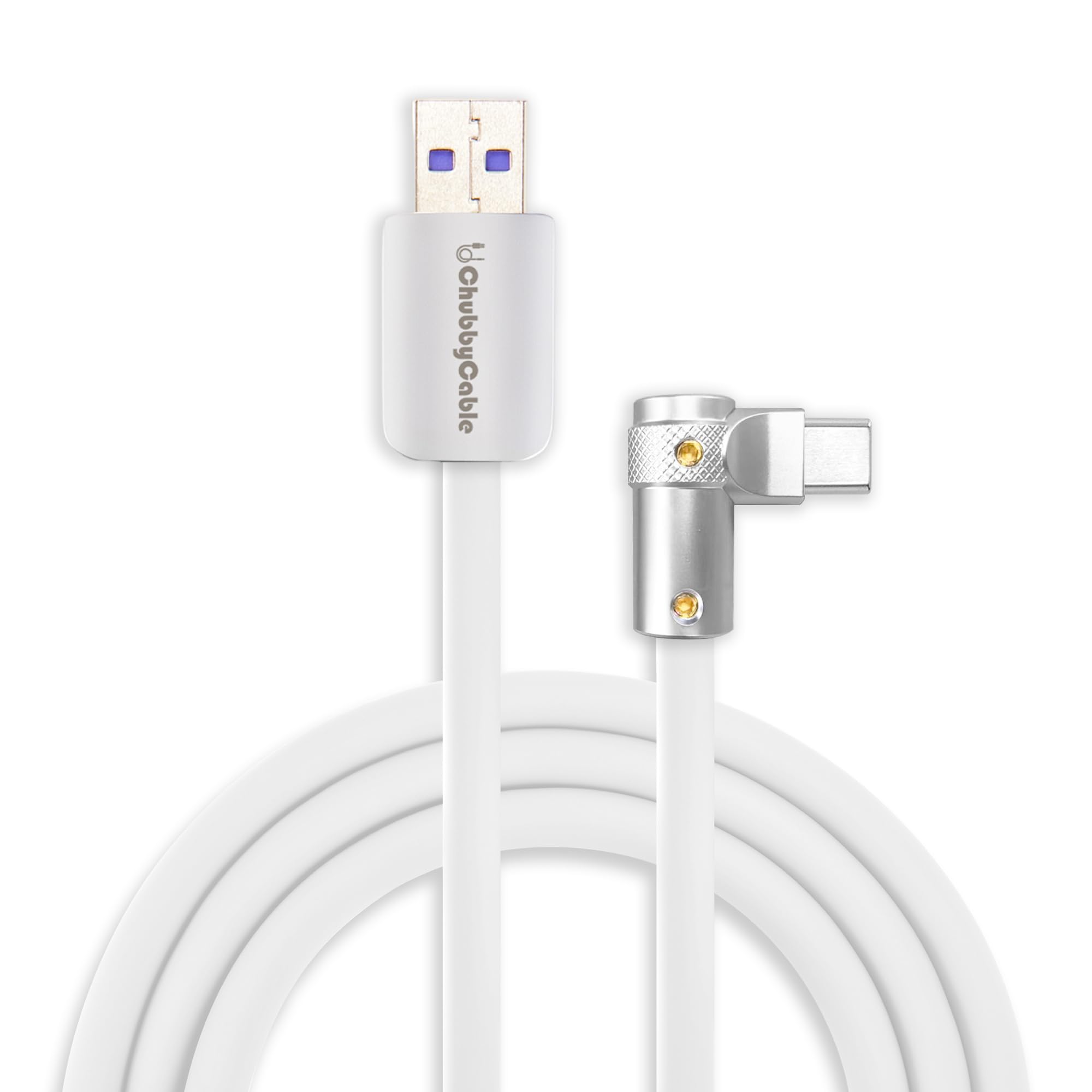 chubbycable FlexElbow 90 Degree 120W Fast Charging Cable Right Angle USB C Cable Silicone Charging Cord Compatible with iPhone 17-15 Series iPad,