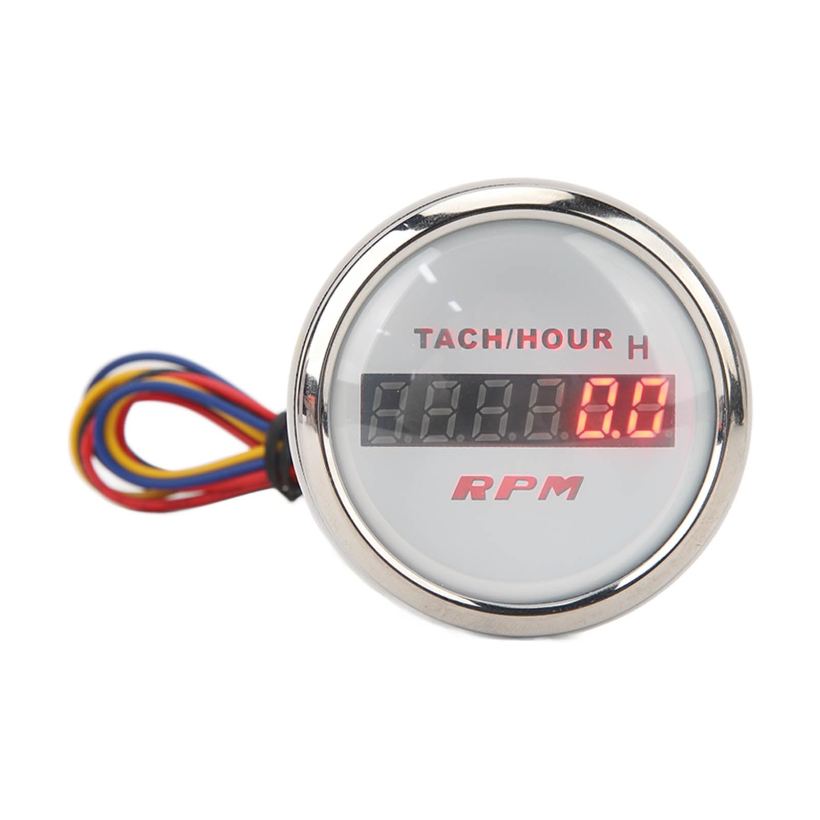 2 Digital Tachometeraccurate Digital Display Rv Yacht Fishing Boat Tachometer Dc 9 to 32v Clear Visual Readoutgreat for Land and Water Access (White Dial Silver Bezel)