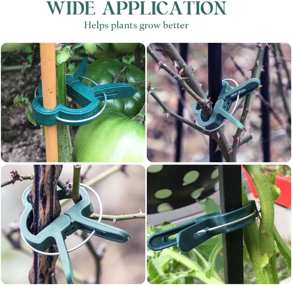 Secured Plastic Plant Clips, Plant Support Clips Plant Clips for Climbing Plants, Plant Fixing Clips Tomato Clips for String Trellis, Garden Clips Vine Fixing Clip Plant Vine Clips (200, B# Large)