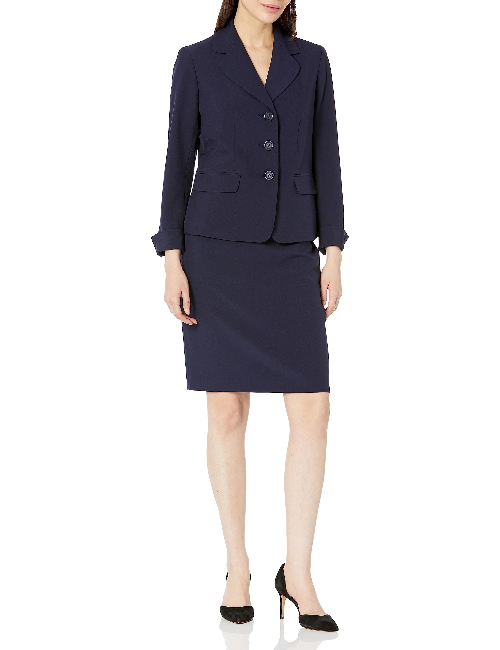 Le Suit Womens 3 Btn Notch Collar Jackt Skirt