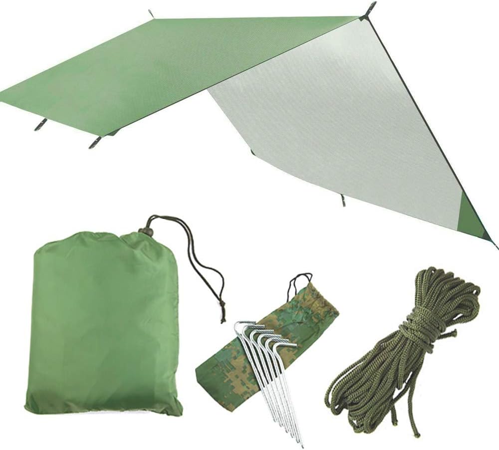 SZSMD Hammock Rain Fly Tent Tarp, Waterproof Windproof Camping Shelter Sunshade 300cmx 300cm, Portable Beach Sun Shelter Camping Tent for Camping Outdoor Picnic Travel