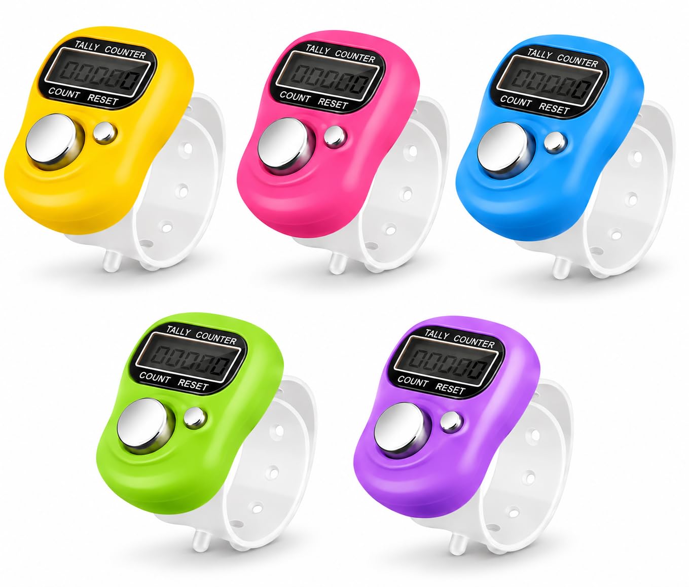 5-Digit Tally Clicker Counter (Pack of 5) Finger Clicker Ring Electronic Light Digital Counting Machine for Cricket Umpire and Various Counting Purpose - Multicolor-image-43