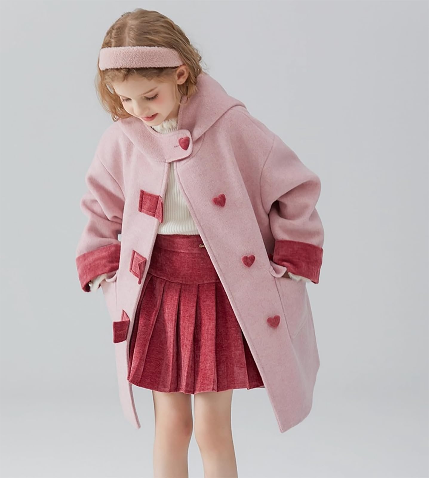 Cappotto per ragazza autunno inverno ispessimento trench-coat clip cotone cappotto con cappuccio