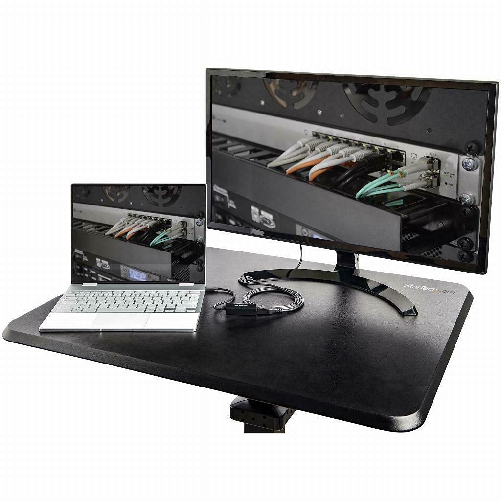 StarTech Mobiler Steh-Schreibtisch, Sitz-/Steh, mit Rollen (STSCART2) | Höhenverstellbarer Rollwagen, Ergonomisch, One-Touch-Lift, für Lehrer/Schüler