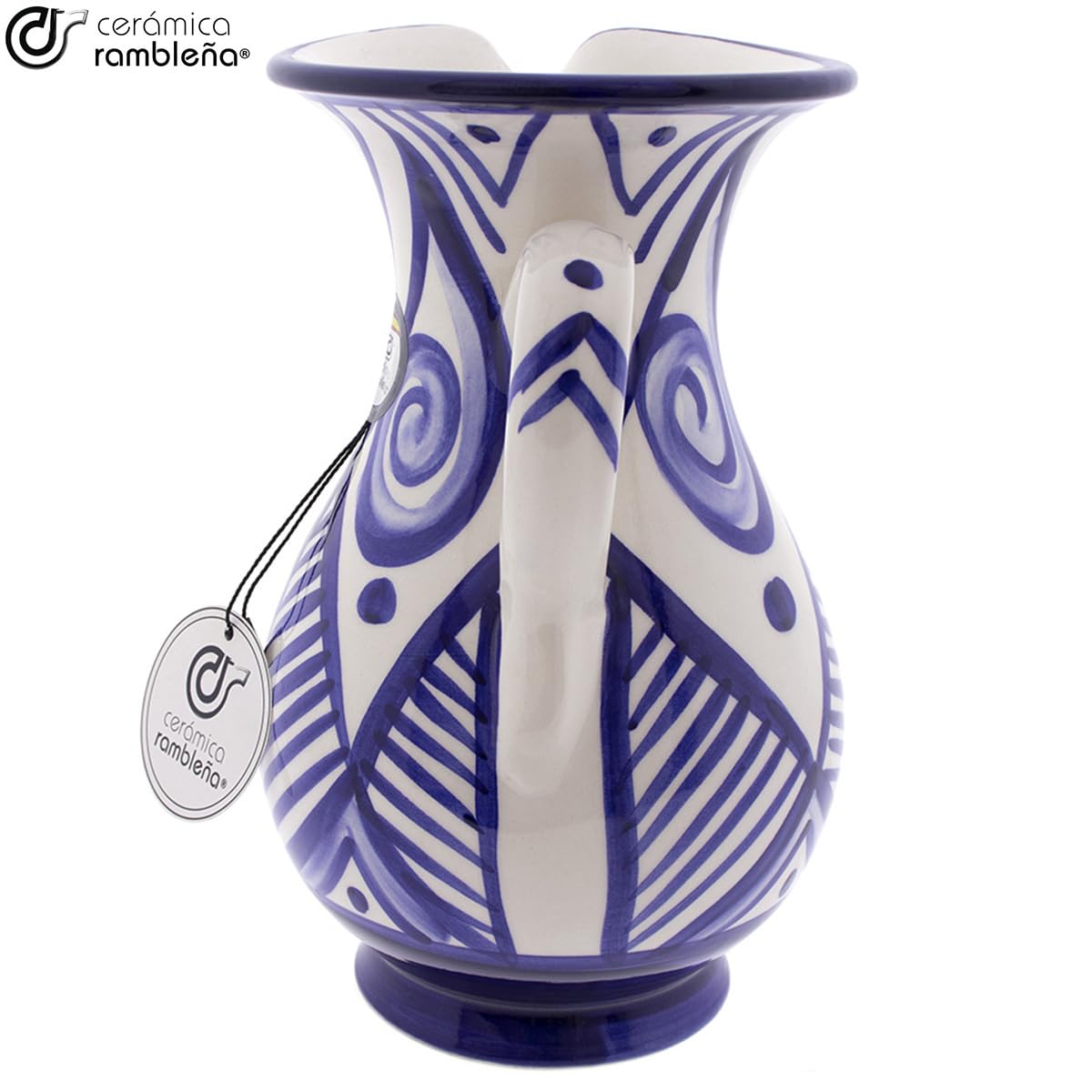 CERÁMICA RAMBLEÑA | Brocca per Acqua | Brocca per Latte | Caraffa in Argilla Terracotta | Caraffa per Succo | Brocca d'acqua Modello 05 | Decorazione 100% Fatta a Mano | 1.5 Litri