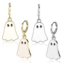 2 Paia Orecchini Fantasma da Donna, Graziosi Orecchini Fantasma Halloween Oro Argento Graziosi Gioielli di Halloween da Donna Outfit Festa