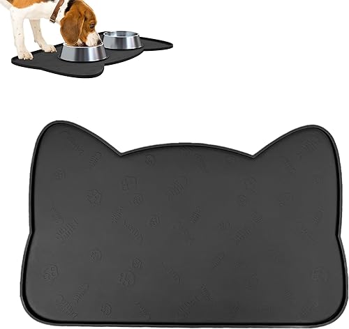 IYYI Tapete de comida para gatos, tapete de silicona para comida de mascotas para el piso, tapete antideslizante impermeable para alimentación de