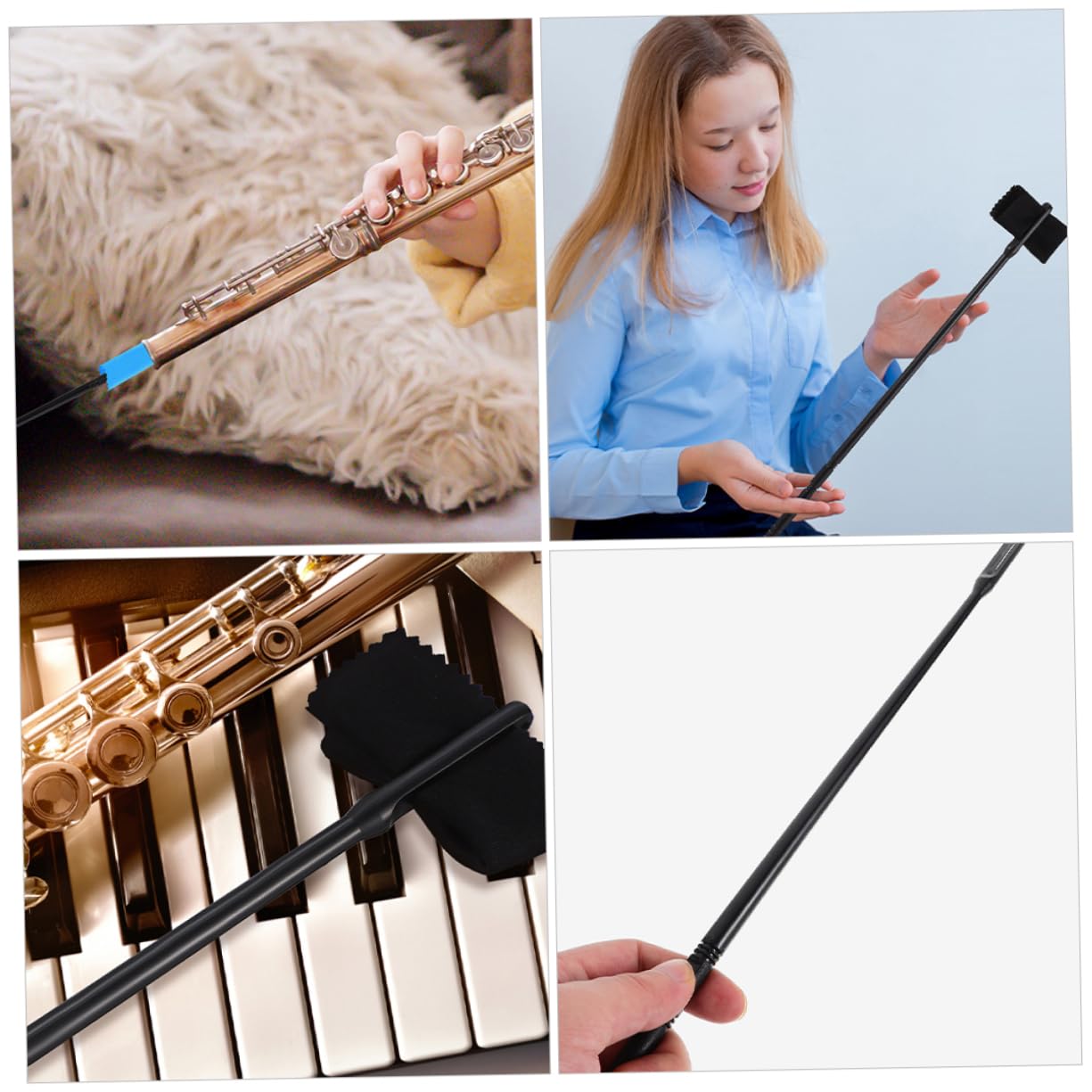 Wakauto Flute Cleaning Kit Swabs for Flutes Clarinet Cleaning Cloth Multi-functional