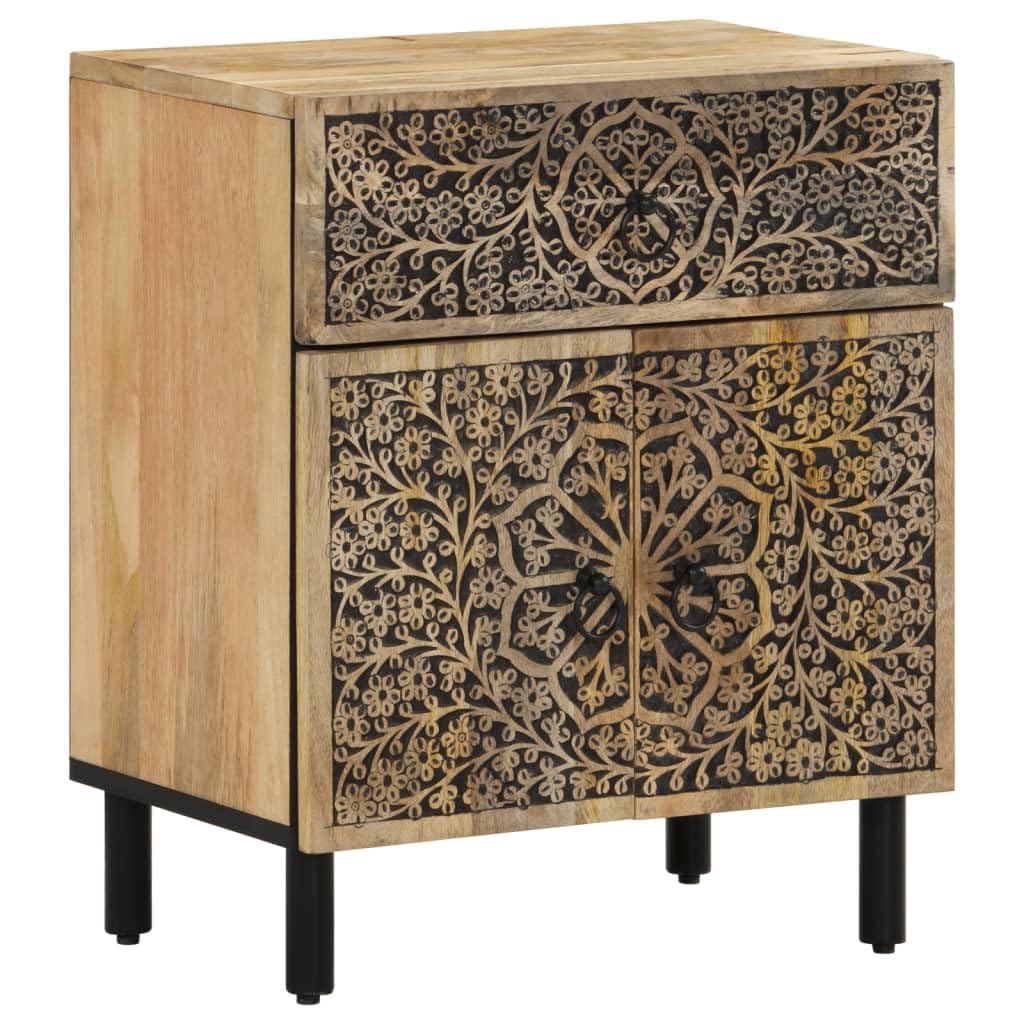 Table de Chevet en Bois Petit Meuble de Rangement Style Rétro Chic