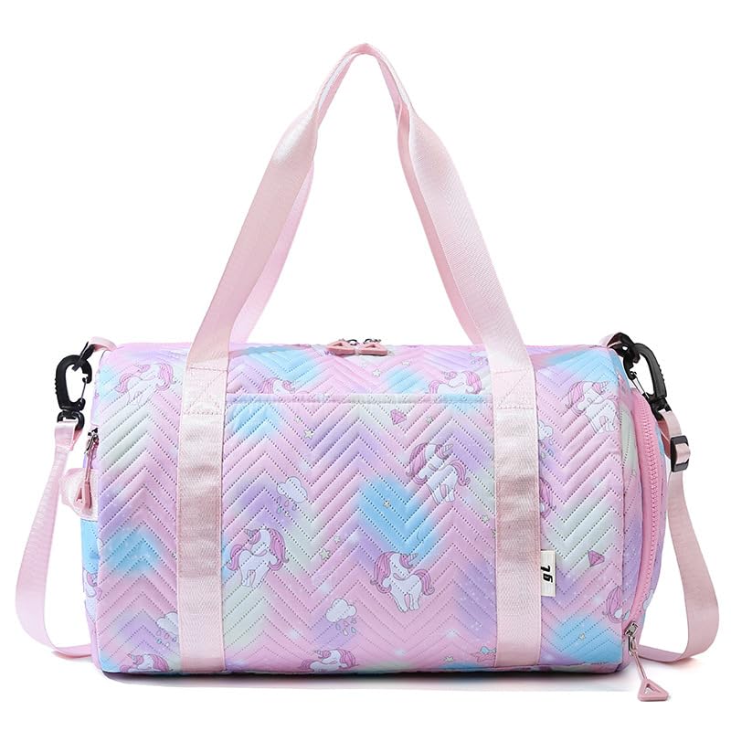 Sac de Sport Fille, Imperméable Sac de Voyage Femme, Licorne Sac de Danse Fille, avec Compartiments Chaussures et Humide, pour Gym, Fitness, Yoga, Voyages, Weekend