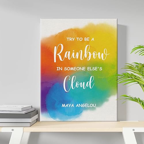 Miniatura 3 de Lienzo con frase "Be a Rainbow in Someone Else's Cloud" (Be a Rainbow in Someone Else's Cloud) con cita de nube, arte de pared inspirador positivo