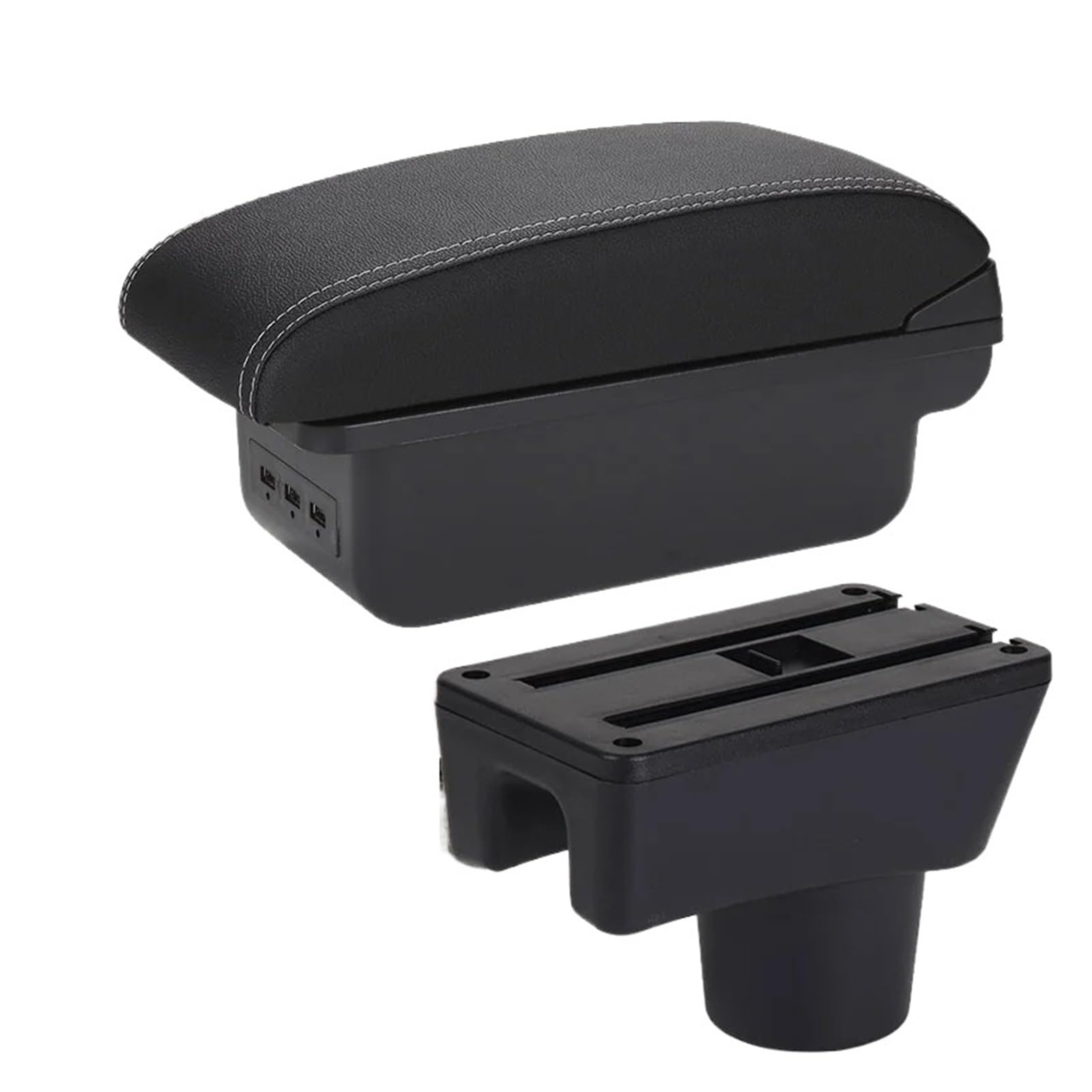 Umdjju B3 Black White 3Usb For Dodge For Attitude Armrest Box Car Storage Accessories Car Centre Console Armrest Box(B3 Black White 3Usb)