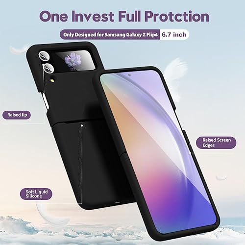 Miniatura 3 de oakxco Funda para teléfono Samsung Galaxy Z Flip 4, agarre de silicona líquida, bonita funda de gel TPU suave y delgada para mujeres y niñas, diseño