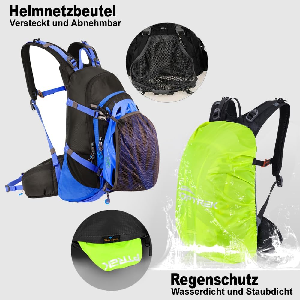 toptrek Mochila de ciclismo impermeable de 20 L, ultraligera para hombre y mujer, con protección contra la lluvia y cubierta para casco, mochilas Mountainike MTB