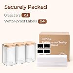 ComSaf 1.3L Contenants de rangement en verre avec lids, Jarres en verre à lid, Jarre de rangement pour aliments clairs, Coffret de conserve en verre carré 3, Organisateurs de cellier et stockage pour les pâtes à l'avoine de farine Thé Cookie Haricot café