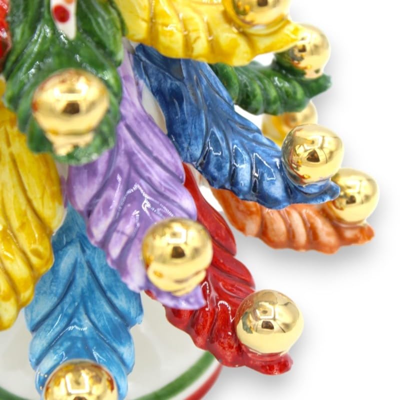 Sapin de Noël en céramique de Caltagirone d'exception peint à la main avec or 24 carats - 2