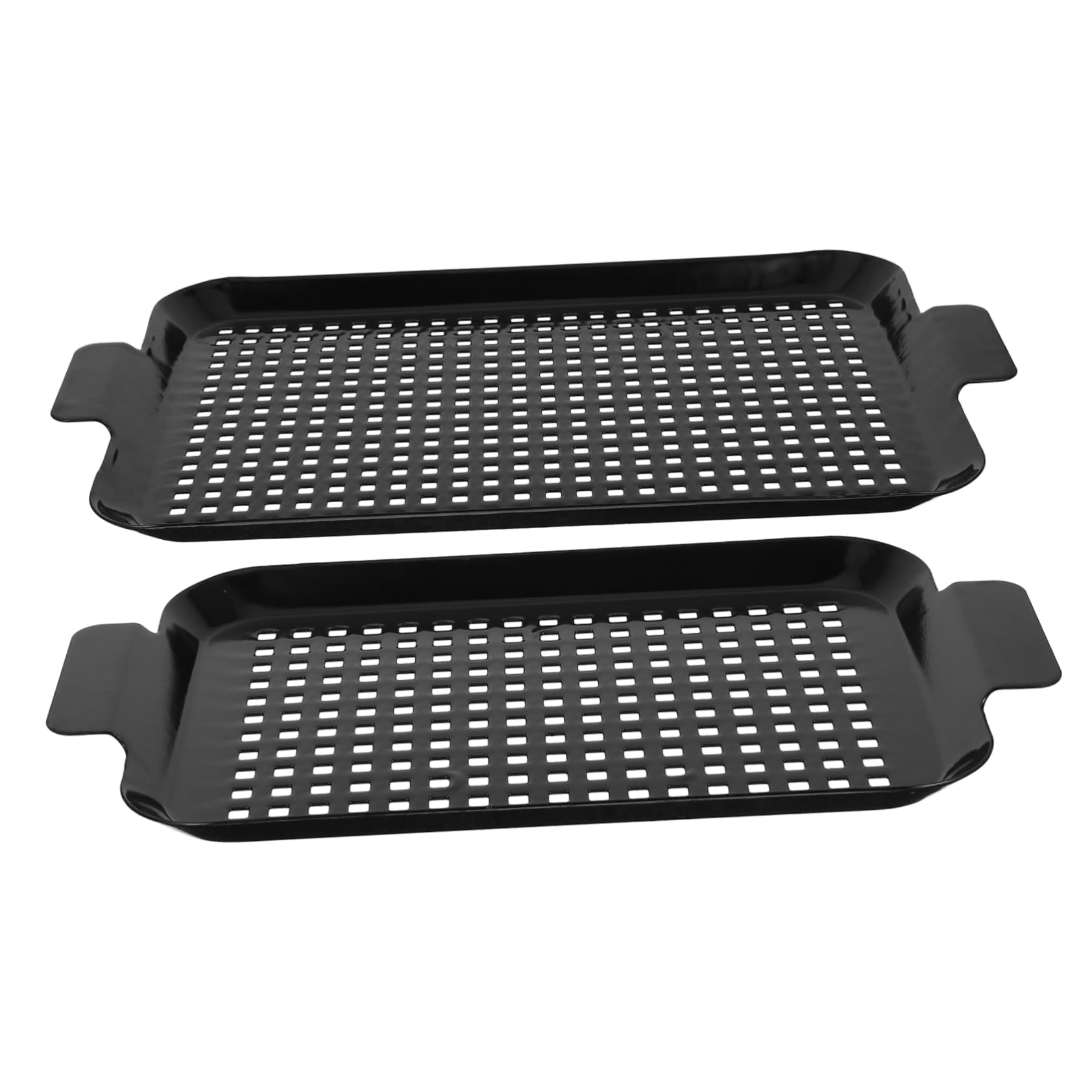 Set Di 2 Padelle Antiaderenti Per Griglia Con Teglia Forata Set Di Utensili Per Barbecue All'aperto Per Verdure Pesce E Di Mare in Acciaio Inossidabile