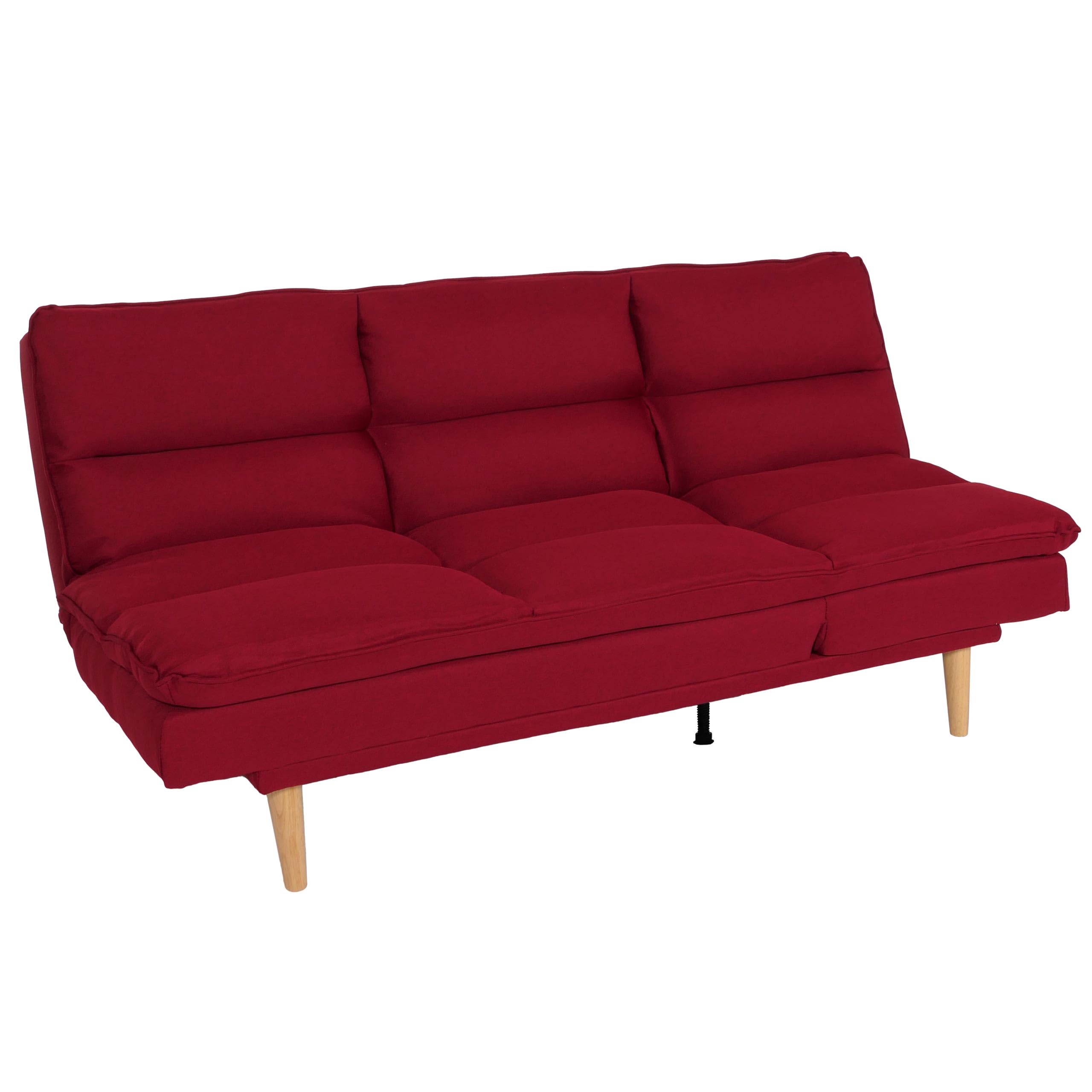 Mendler Sofá cama HWC-M79, cama de invitados, sofá cama, sofá, función de descanso, superficie de descanso 180 x 110 cm, tela/textil burdeos | Cama de invitados, sofá cama, sofá, función de sueño, superficie de descanso
