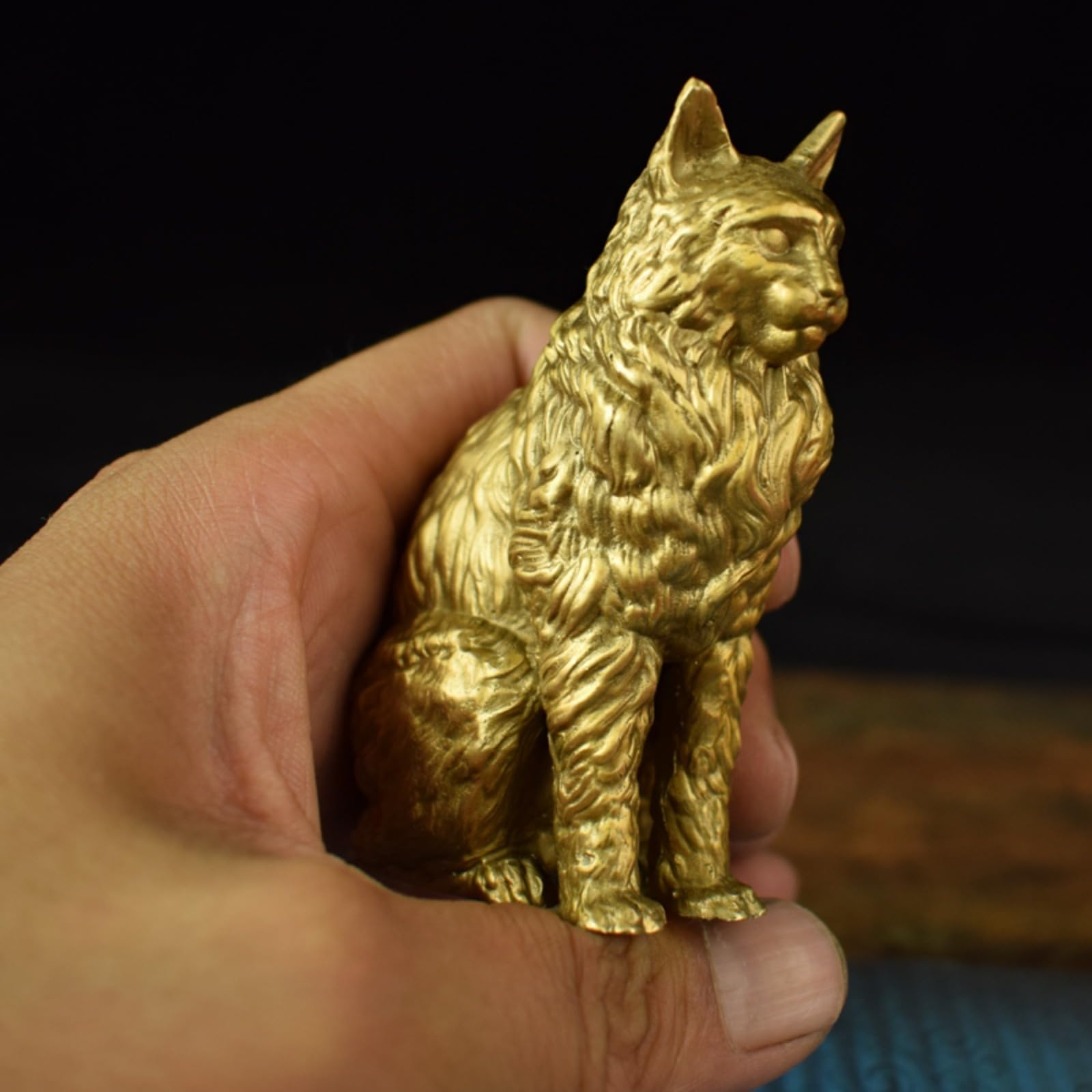 Mosiężne Figurki Kotów Rasy Maine Coon, Metalowe Figurki Kieszonkowe, Rzeźby, Ozdoby Na Biurko, Akcesoria Do Piaskownicy, Do Gabinetu, Do Papieru