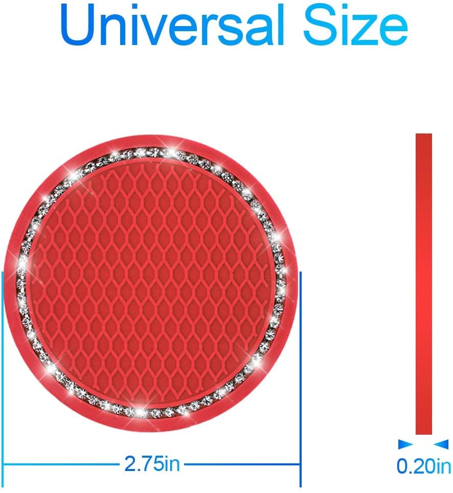 CGEAMDY Herz Untersetzer Auto 2er Set - Bling Kristall Getränkehalter Anti-Rutsch Rot