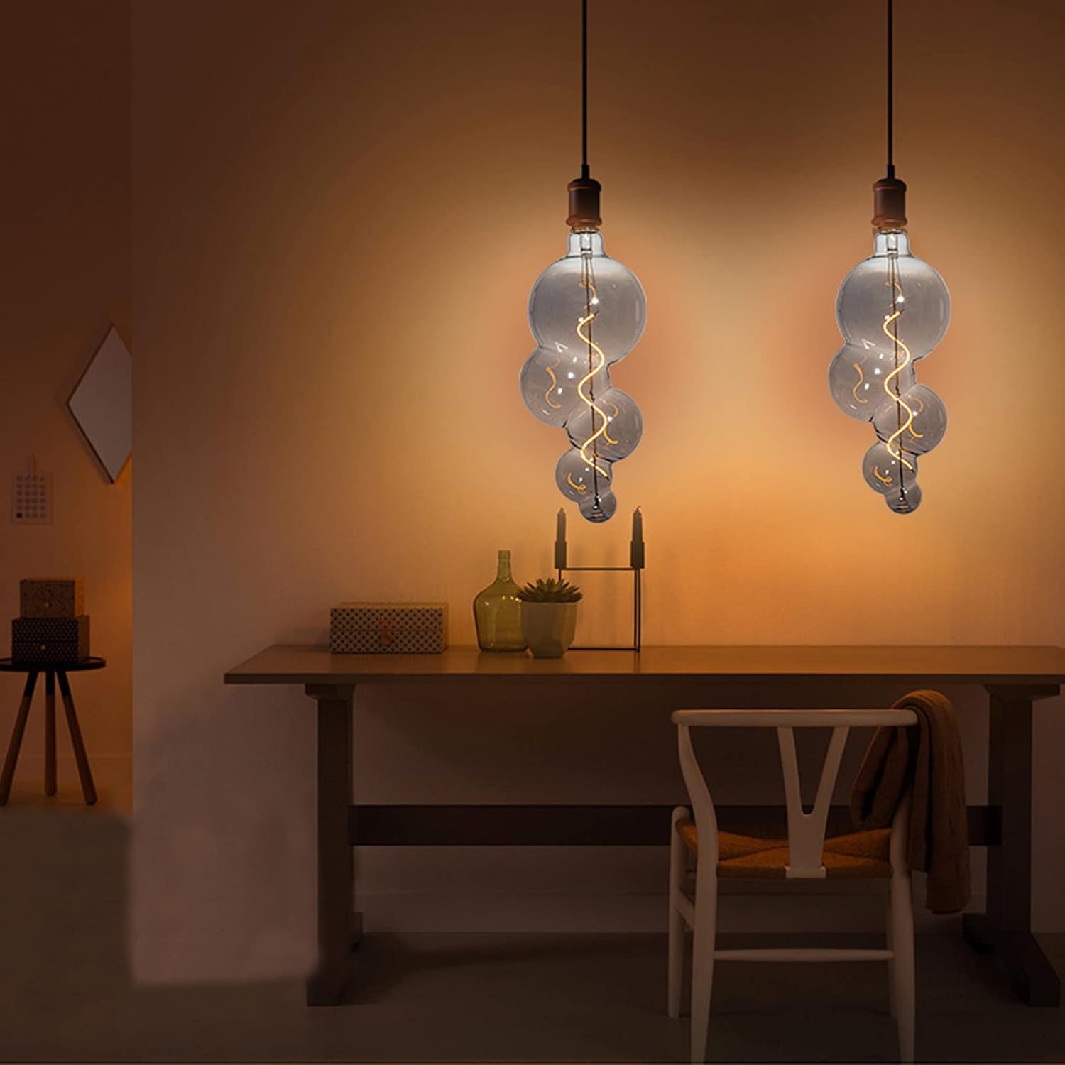 Lxcom Lighting Decorative Large Vintage Light Bulb Bubble Shaped Light Bulb 4W LED Oversized Edison Bulb Warm White 2300K Smoky Grey Glass Spiral Flexible Filament Bulb E26 Base for Home Resturant