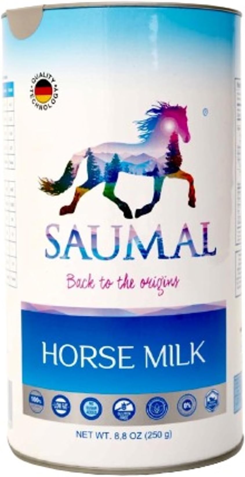Saumal Pure Horse Milk Powder 250g - 100% Natural, Halal Freeze Dried Whole Milk Rich in Vitamins and Whey Protein- Alternative to Cow, Goat, Camels Milk, Buffalo Milk, Donkey Milk and Breast Milk