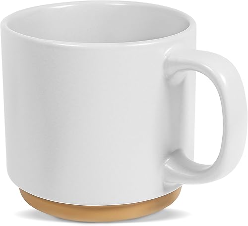 Miniatura 1 de Taza de café grande, tazas de sopa con asas, tazas de café de gran tamaño, capacidad de 21 onzas, acristalamiento de dos colores (blanco)