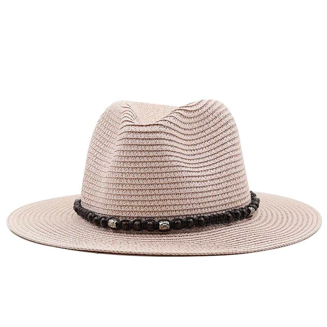 Dcvmvmn Sombrero de paja de verano para hombres y mujeres, sombrero plegable de ala ancha para playa, sombrero fedora de hueso, 60-62 cm, ajustable, Pnnrk, Talla única