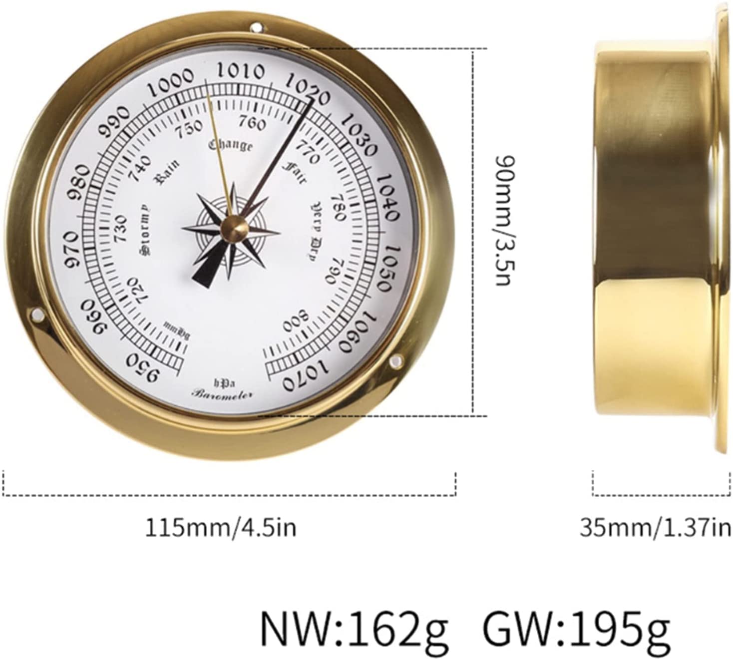 Amazon.co.jp: 気圧計 120mm 壁掛け温度計 湿度計 気圧計 時計