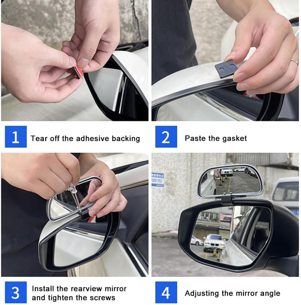 2PCS Large 5.7" Adjustable Mounted Blind Spot Mirror Fix with Screws to Prevent Falling, HD Glass Wide Angle Side Rearview Mirror Universal Vehicle Mounted Mirrors (2)