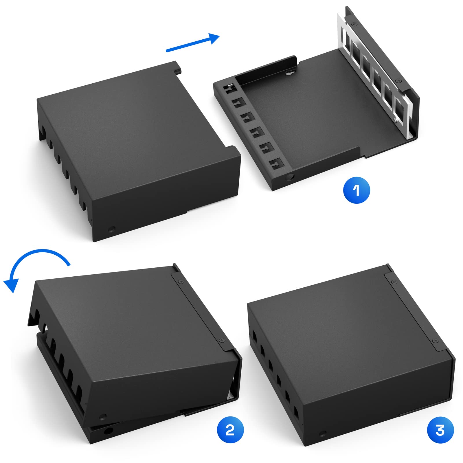 HB-DIGITAL Panel de conexiones de 6 puertos, 1 U, 6 módulos de conector Keystone RJ45, certificado GHMT, blindado STP 40 Gbps, compatible con cable de red LAN, color negro