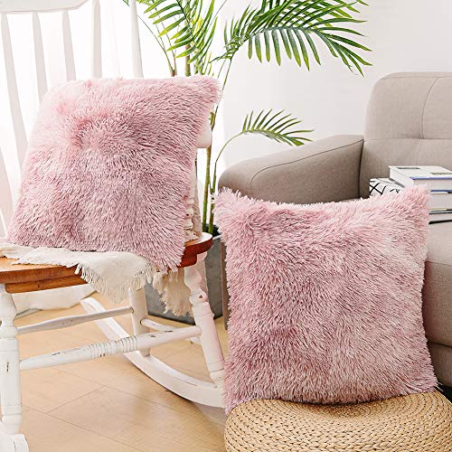 Image of Faux Fur Throw Pillow Covers for Couch Decorative Pillows 20x20 Inches