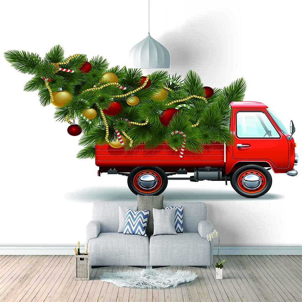 Papier Peint Auto-adhésif Noël pour Décoration Murale TV