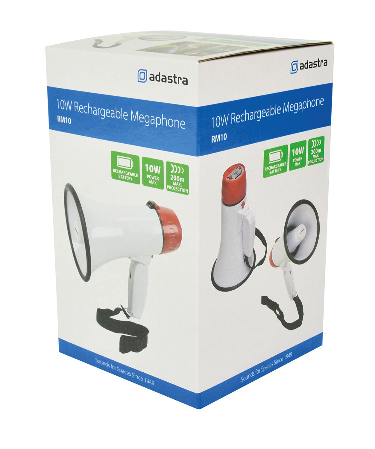 Adastra Mégaphone Rechargeable avec poignée Pliable et dragonne