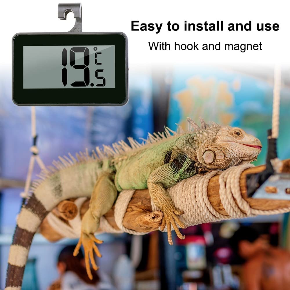 DONGKER Thermomètre Hygromètre Numérique pour Reptiles,Thermomètre D'aquarium avec Ventouse pour Réservoirs de Reptiles,Vivariums,Couveuses,Incubateurs