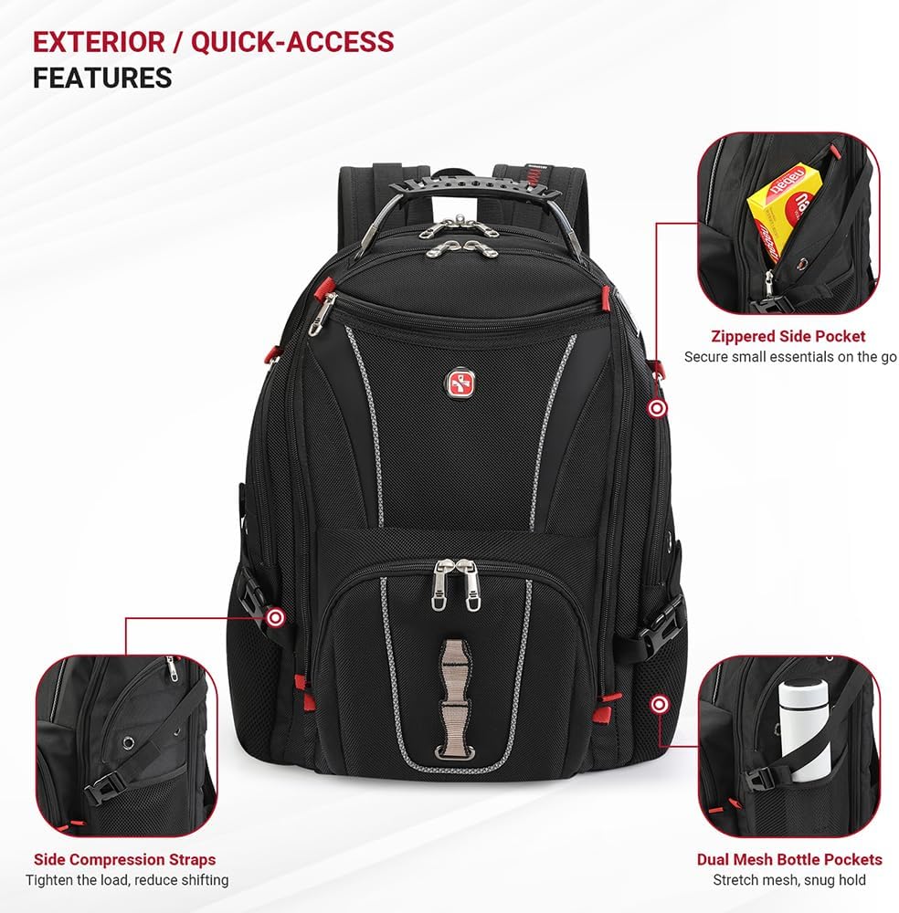 star cloud 17 Inch Travel Laptop Backpack,Business Tech Backpack with USB & Type-C Charging Port,180°TSA Friendly Travel College Work Backpack with Multiple Organizer Pockets for Men