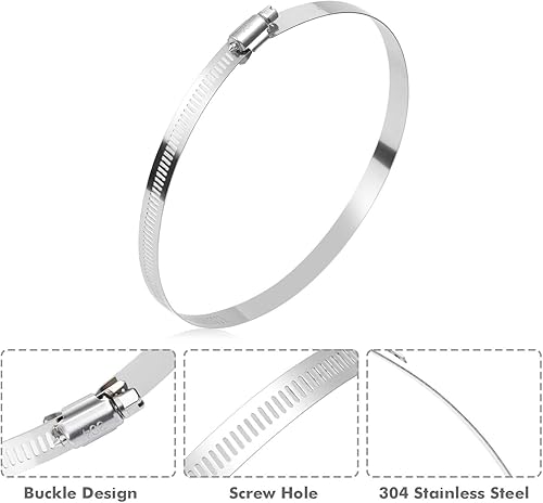 Miniatura 10 de Selizo 12 abrazaderas de manguera, abrazadera de manguera de 4 pulgadas, abrazaderas de manguera de acero inoxidable 304, abrazadera de conducto,