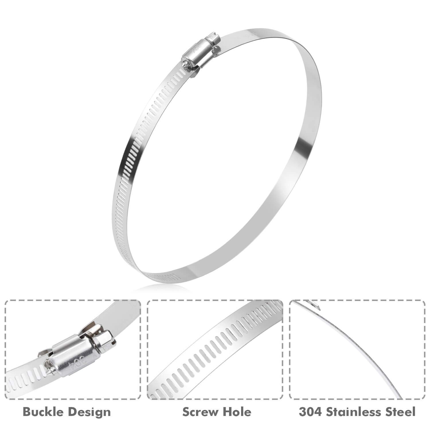 BokWin Edelstahl-Schlauchschellen, Einohrig, 15,3–18,5 Mm – 50 Stück, Für Schläuche & Leitungen