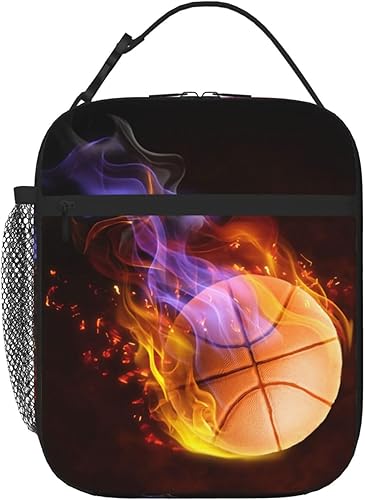 Miniatura 12 de Lonchera de baloncesto para niños, adolescentes, niños y niñas, bolsa de almuerzo deportiva aislada a prueba de fugas, portátil, con bolsillo