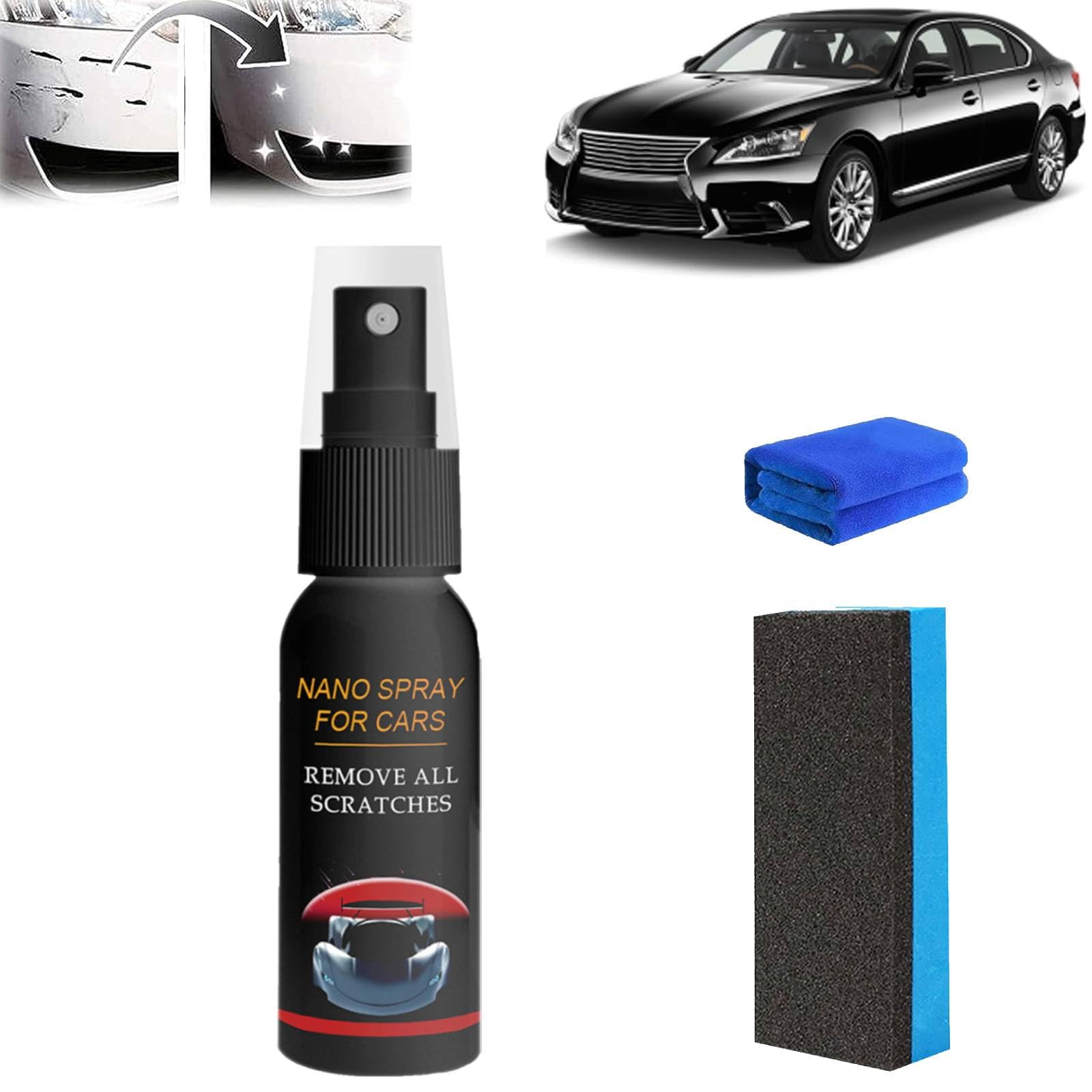 Nurafix Auto Spray Kratzer Entfernen,Quick Effect Coating Agent, Scratch Remover Auto,Auto-Beschichtungs-Sprays für Glanz & Schutz,Nurafix-autospray Auto Kratzer Entferner Remove All Scratches (1PC)