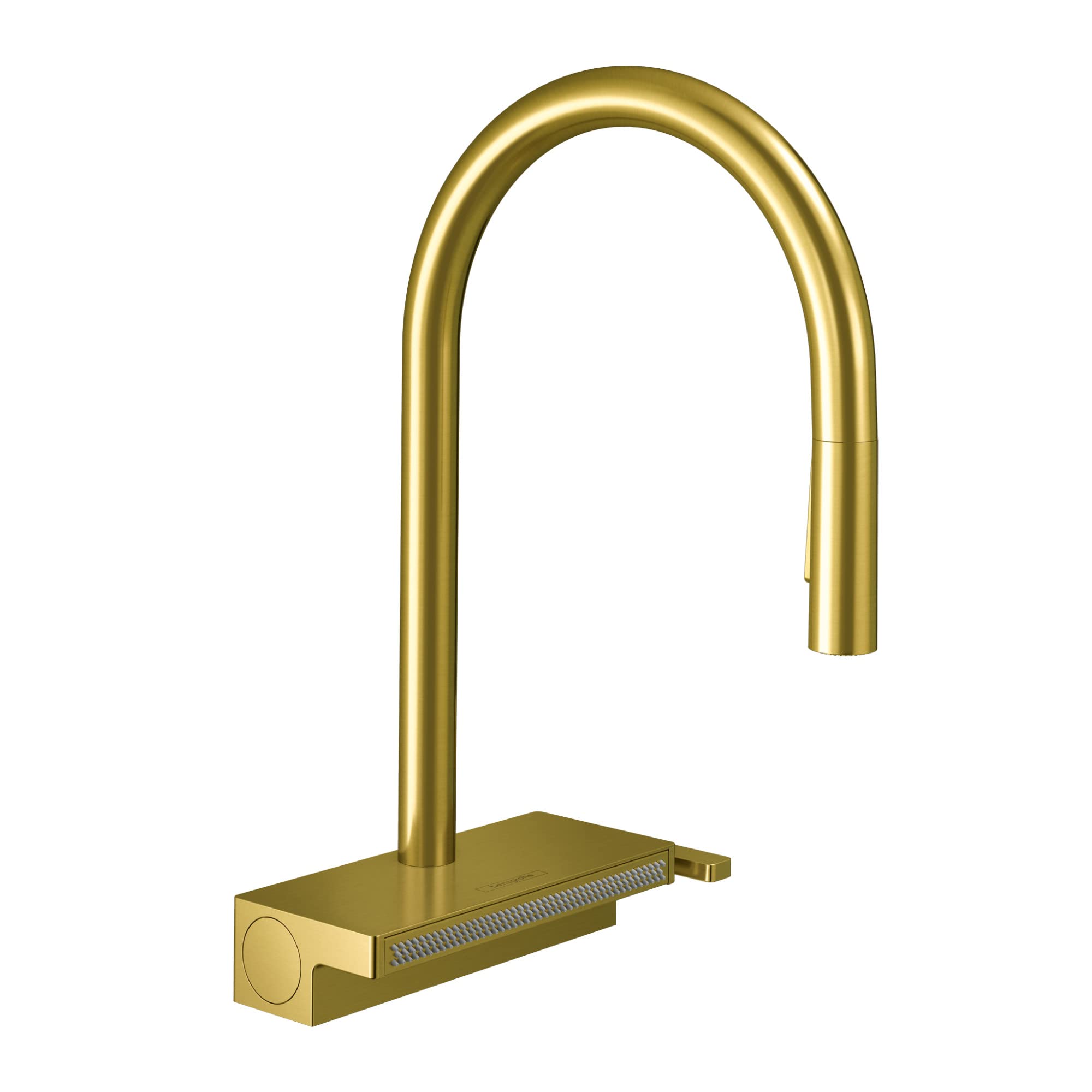 hansgrohe Aquno Select Gold High Arc Kitchen Faucet, Kitchen Faucets with Pull Down Sprayer, Faucet for Kitchen Sink, Magnetic Docking Spray Head, Brushed Gold Optic 73837251