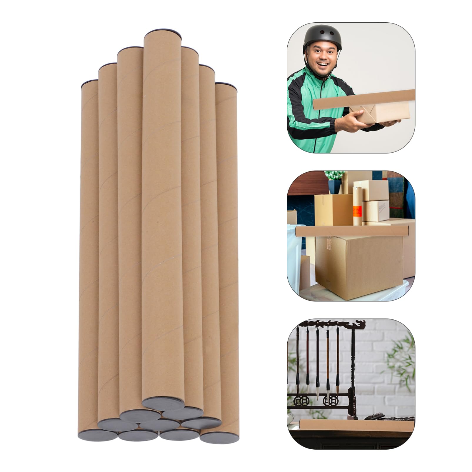 OUNONA 10 Pcs Tubes D'expédition en Papier pour Affiches Porte-affiche avec Bouchons en Plastique Stockage Pratique pour Cartes Plans et Rouleaux 50x5cm
