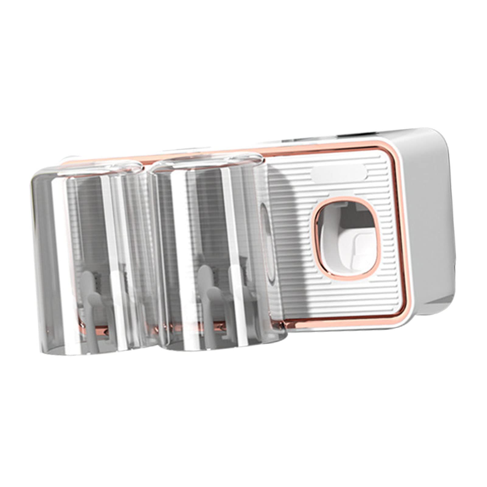 Estante para cepillos de dientes sin perforaciones con dispensador automático de pasta de dientes